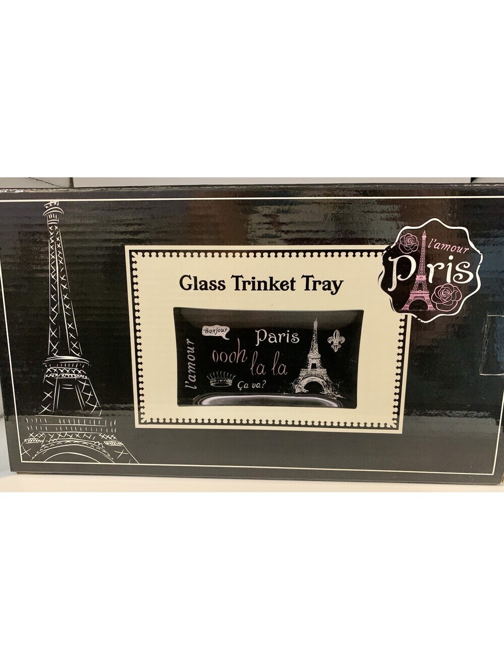 F.A.B StarPoint l’amour Paris Glass Trinket Tray NEW IN BOX JEWELRY KEYS 🎁